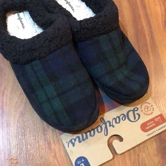 NWT Dear foam, buffalo plaid slippers, size large, 9/10 women’s memory foam - Picture 1 of 4